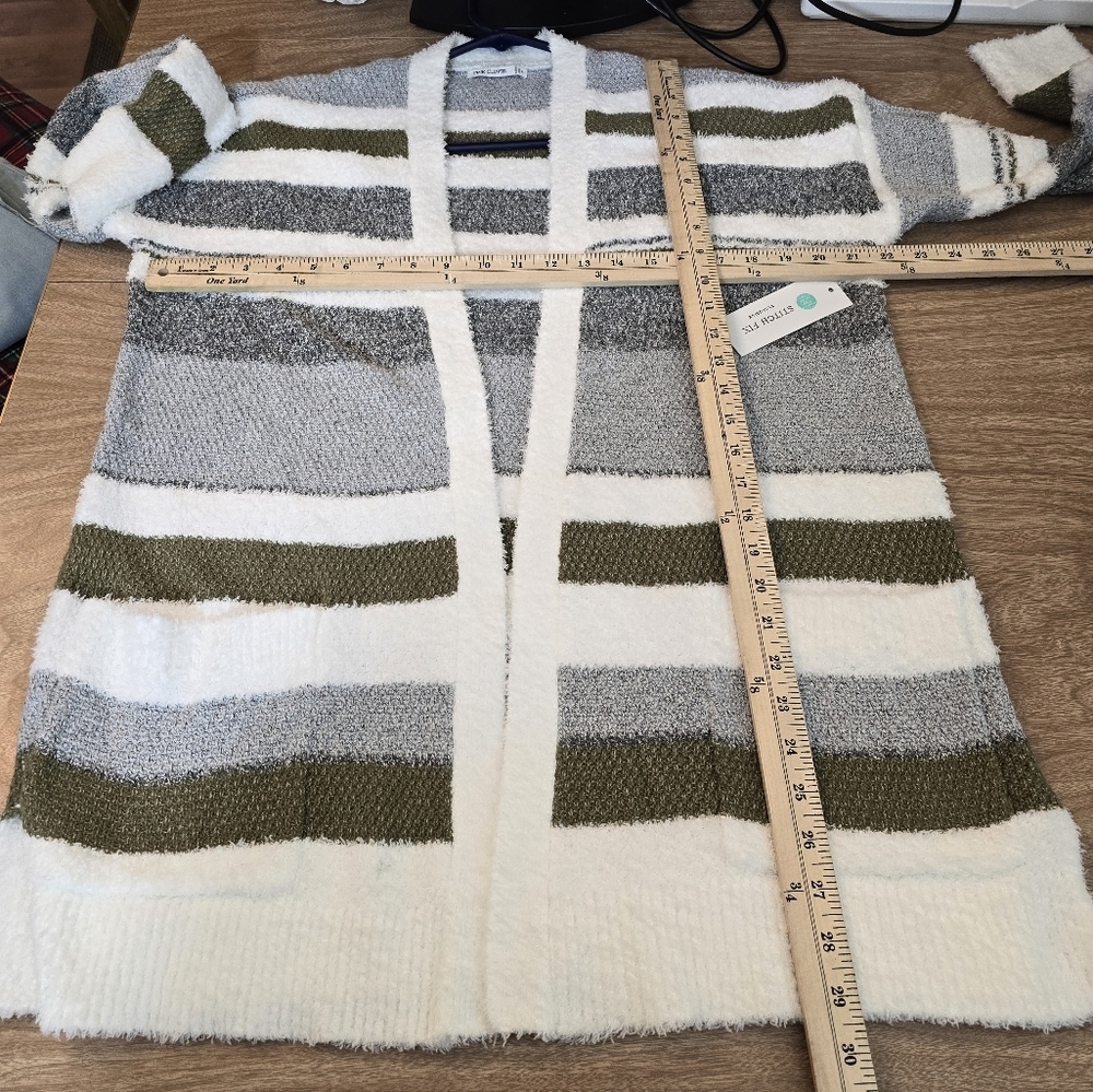 Pink Clover Womens Millicent Long Sleeve Cardigan Multicolor Stripped Medium New - Picture 9 of 11
